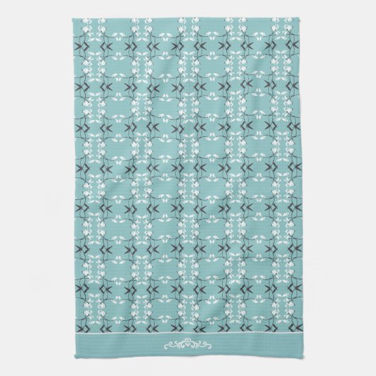 Festive Royal Botanical Robin's Egg Blue キッチンタオル (縦)