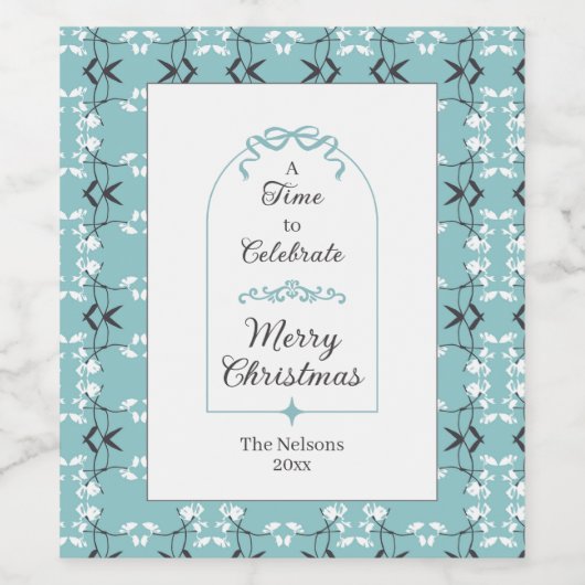 Festive Royal Botanical Robin's Egg Blue ワインラベル (シングルラベル)