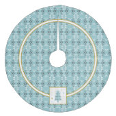 Festive Royal Botanical Robin's Egg Blue Emblem フリース ツリースカート (正面)