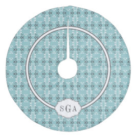 Festive Royal Botanical Robin's Egg Blue Monogram フリース ツリースカート