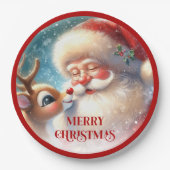 Festive Rudolph Red Nose Funny Christmas Plates ペーパープレート (正面)