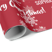 Festive Rudolph Reindeer Snow Personalized Xmas ラッピングペーパー (ロールコーナー)