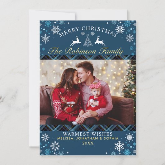 Festive Rustic Tartan Christmas Photo 招待状 (正面)