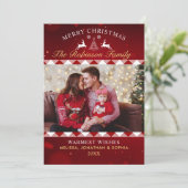 Festive Rustic Tartan Christmas Photo 招待状 (スタンド正面)