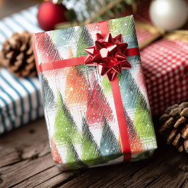 Festive Rustic Winter Trees ラッピングペーパー