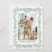 Festive Sage Green Christmas Bow Ribbon 2 Photo Ho シーズンカード (正面)