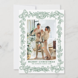 Festive Sage Green Christmas Bow Ribbon 2 Photo Ho シーズンカード