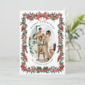 Festive Sage Green Christmas Bow Ribbon 2 Photo Ho シーズンカード (スタンド正面)