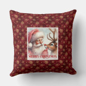 Festive Santa and Rudolph Christmas Pillow Home   クッション (裏面)