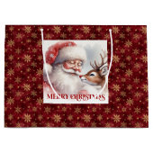 Festive Santa and Rudolph Kids Christmas Party   ラージペーパーバッグ (正面)