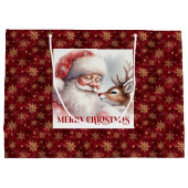 Festive Santa and Rudolph Kids Christmas Party   ラージペーパーバッグ (裏面)