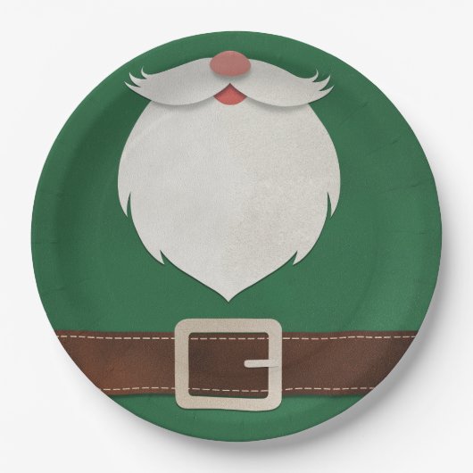 Festive Santa Beard & Belt Holiday Paper Plates ペーパープレート (正面)