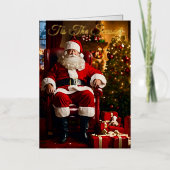 Festive Santa Claus 箔グリーティングカード (正面)