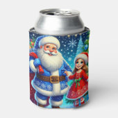 Festive Santa Claus and Snow Maiden 缶クーラー (缶正面)