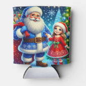 Festive Santa Claus and Snow Maiden 缶クーラー (正面)