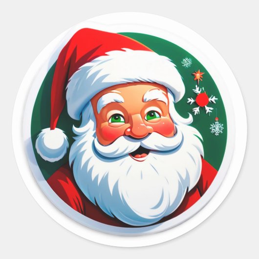 Festive Santa Claus Face ラウンドシール (正面)