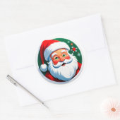 Festive Santa Claus Face ラウンドシール (封筒)