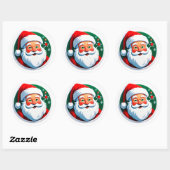 Festive Santa Claus Face ラウンドシール (シート)