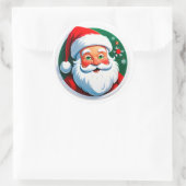 Festive Santa Claus Face ラウンドシール (バッグ)