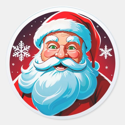 Festive Santa Claus Face ラウンドシール (正面)