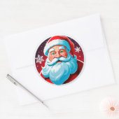 Festive Santa Claus Face ラウンドシール (封筒)