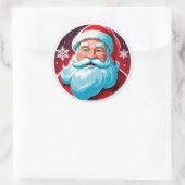 Festive Santa Claus Face ラウンドシール (バッグ)