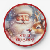 Festive Santa Claus Funny Christmas Kids Paper  ペーパープレート (正面)