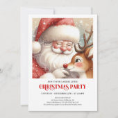 Festive Santa Claus Rudolph Holiday Cheer Party  招待状 (正面)