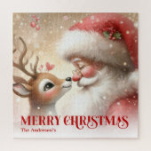 Festive Santa Claus Rudolph Personalized Kids Gift ジグソーパズル (縦)