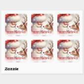 Festive Santa Claus Rudolph Personalized Kids Gift スクエアシール (シート)