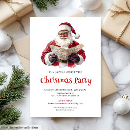 Festive Santa Claus Watercolor Christmas Party  招待状