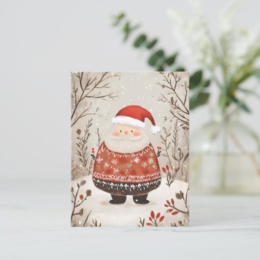 Festive Santa Clause Christmas Greeting ポストカード (スタンド正面)