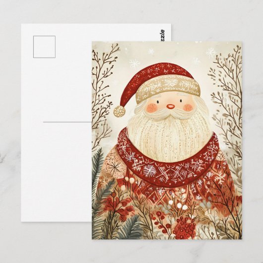 Festive Santa Clause Christmas Greeting ポストカード (正面/裏面)