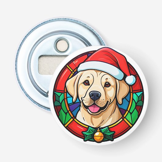 Festive Santa Hat Dog Cartoon 栓抜き (正面)