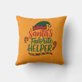 Festive Santa Helper Christmas Throw Pillow クッション (裏面)