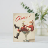 Festive Santa Holiday Cheers シーズンポストカード (スタンド正面)