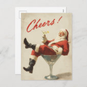 Festive Santa Holiday Cheers シーズンポストカード (正面/裏面)