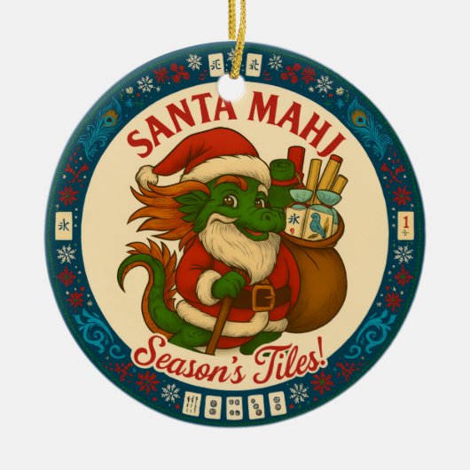 Festive Santa Mahj Ornament  セラミックオーナメント (正面)