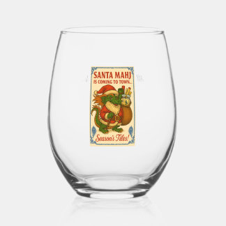 Festive Santa Mahj Wine Glass ステムなしワイングラス