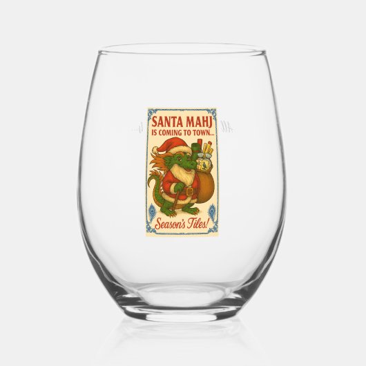 Festive Santa Mahj Wine Glass ステムなしワイングラス (正面)