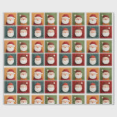 Festive Santa Pattern in Bright Blocks ラッピングペーパー (フラット)