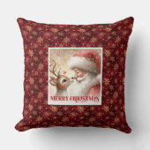 Festive Santa Rudolph Holiday Pillow Xmas Decor クッション (正面)