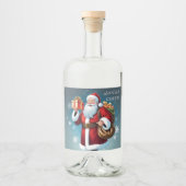 Festive Santa’s Cheers Merry Christmas Holiday リキュールボトルラベル (正面)