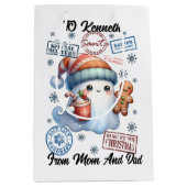 Festive Santa Sack With Fun Stickers ミディアムペーパーバッグ (正面)