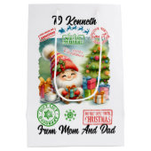 Festive Santa Sack With Gifts & Elfs ミディアムペーパーバッグ (裏面)