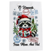 Festive Santa Sack With Holiday  ミディアムペーパーバッグ (正面)