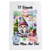 Festive Santa Sack With Holiday ミディアムペーパーバッグ (裏面)