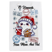 Festive Santa Sack With Holiday Stickers ミディアムペーパーバッグ (正面)