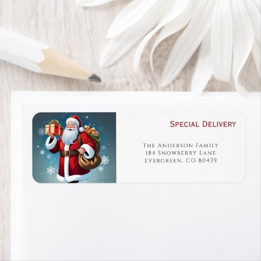Festive Santa Special Delivery Return Address ラベル (インサイチュ)