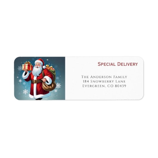 Festive Santa Special Delivery Return Address ラベル (正面)